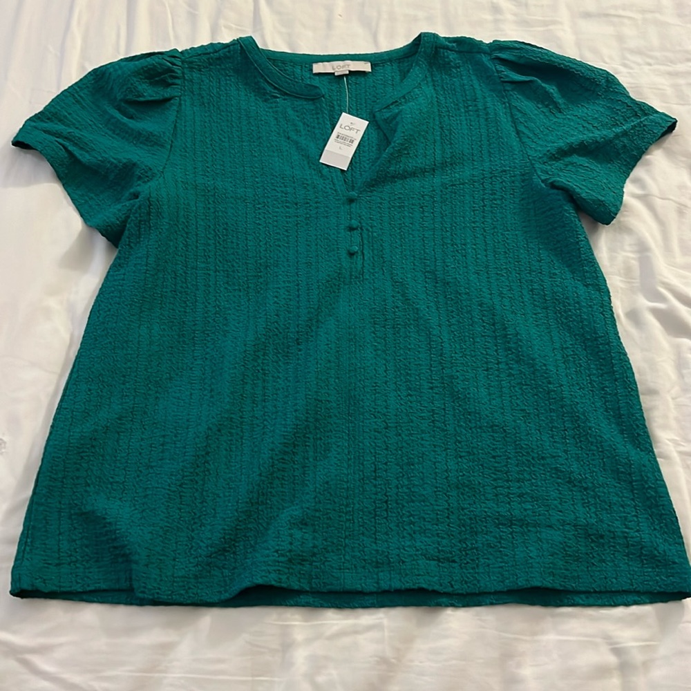 NWT Ann Taylor Loft Green Henley size large